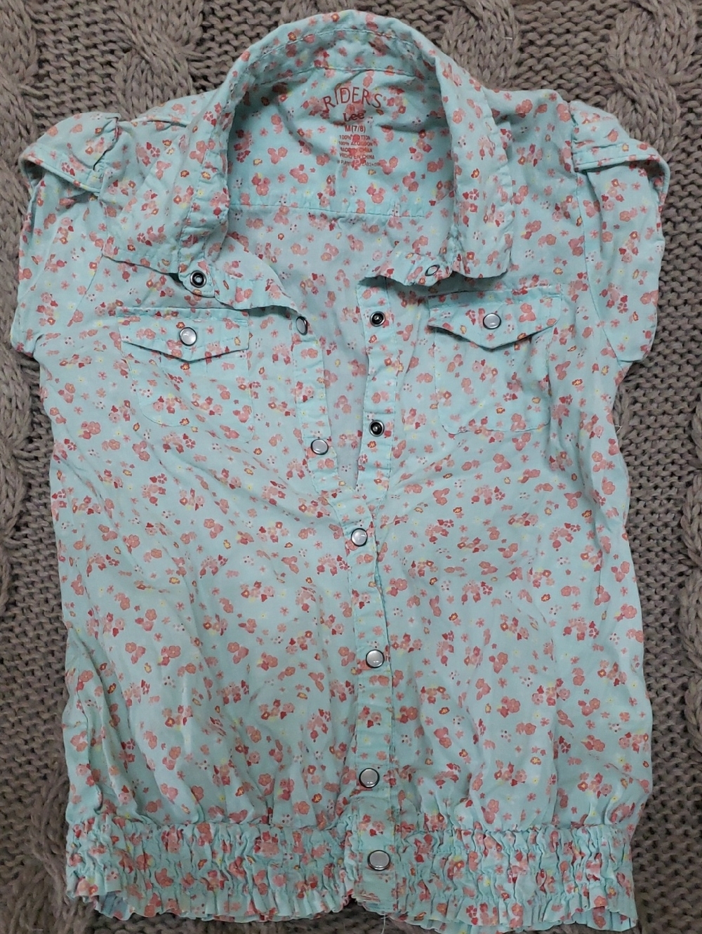 Riders by Lee Mint Green Floral Snap-Front Button Shirt